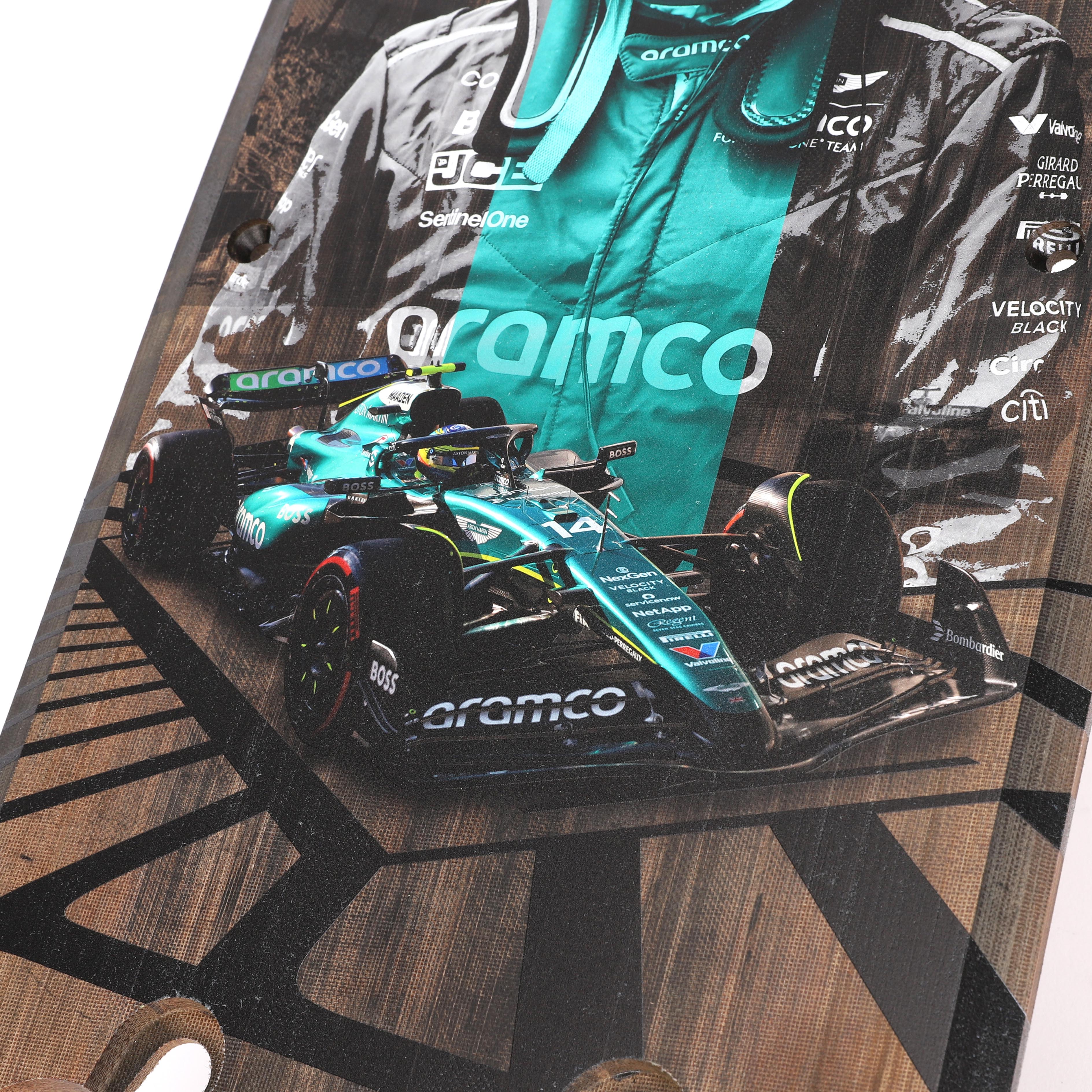 Fernando Alonso 2024 Aston Martin Aramco F1® Team Skid Block Plank Wall Art