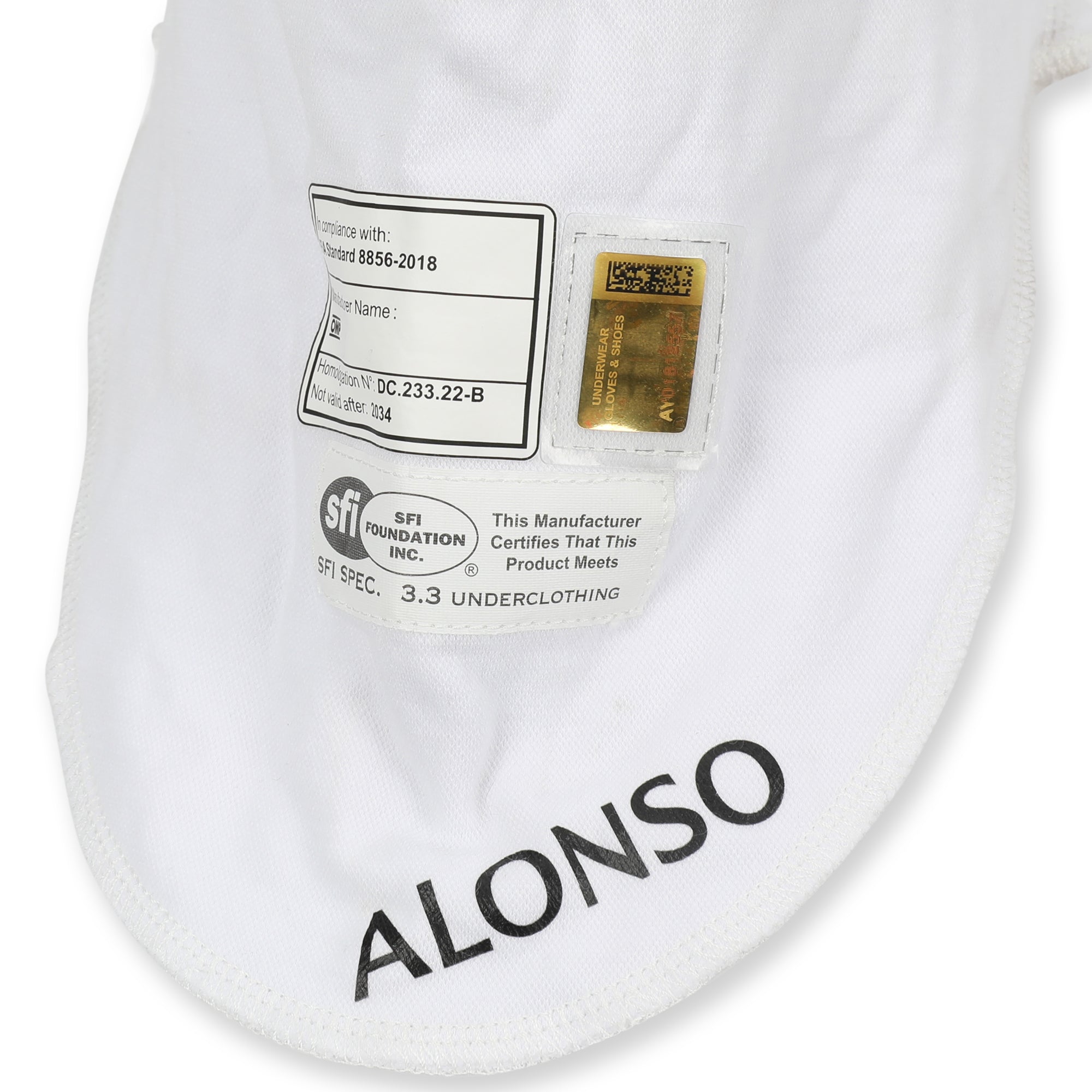 Fernando Alonso Un-Signed 2024 Aston Martin Aramco Formula One Team Grand Prix Used Balaclava - Italian GP