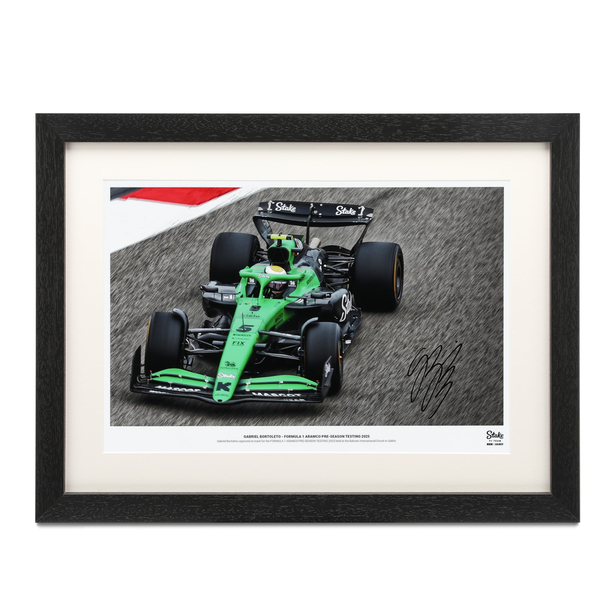 Gabriel Bortoleto Kick Sauber 2025 Pre-Season Testing Signed Photo - Bahrain GP