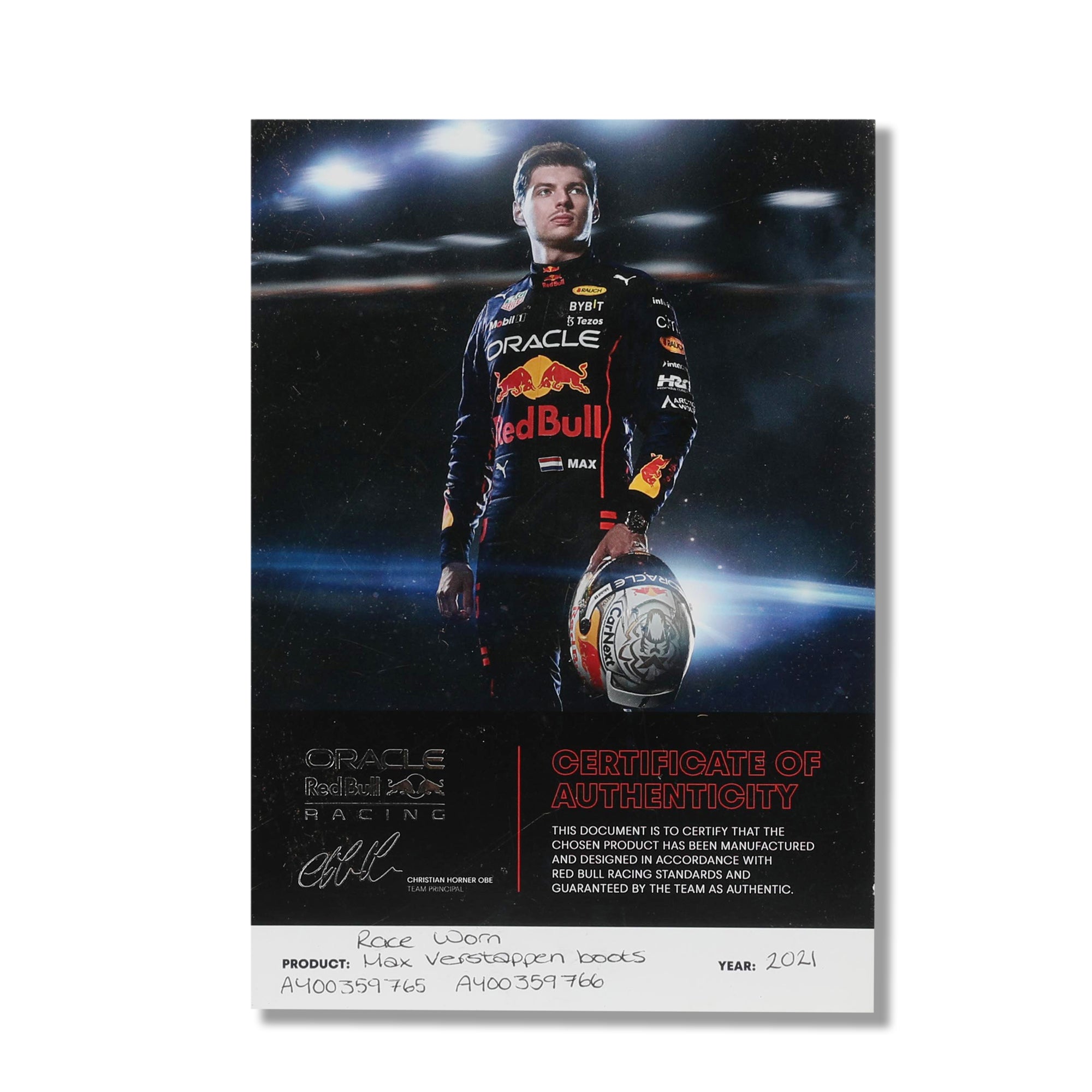 Max Verstappen Red Bull Racing Grand Prix Used Race Shoes – 2021 Formula One World Championship