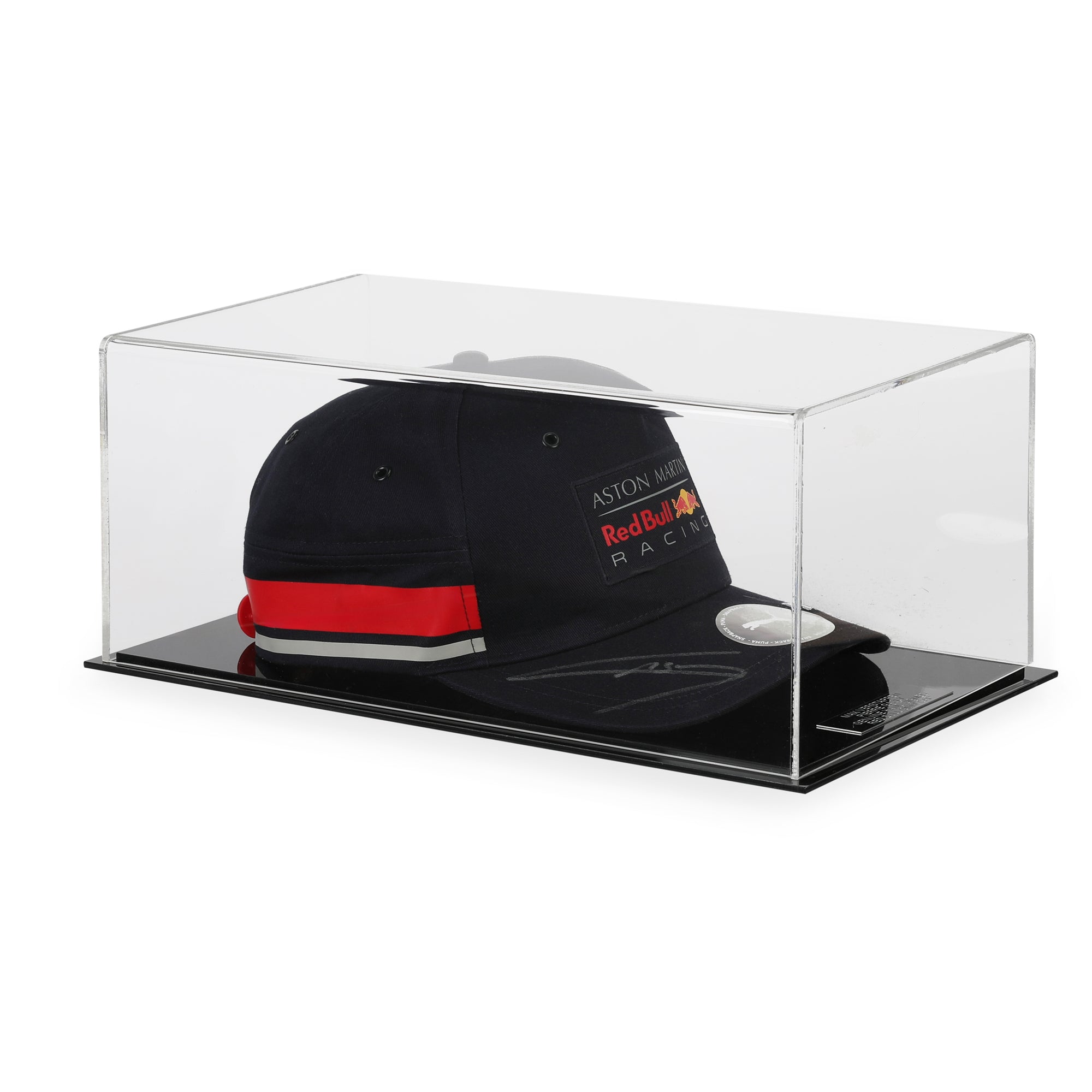 Max Verstappen and Pierre Gasly 2019 Signed Cap In Display