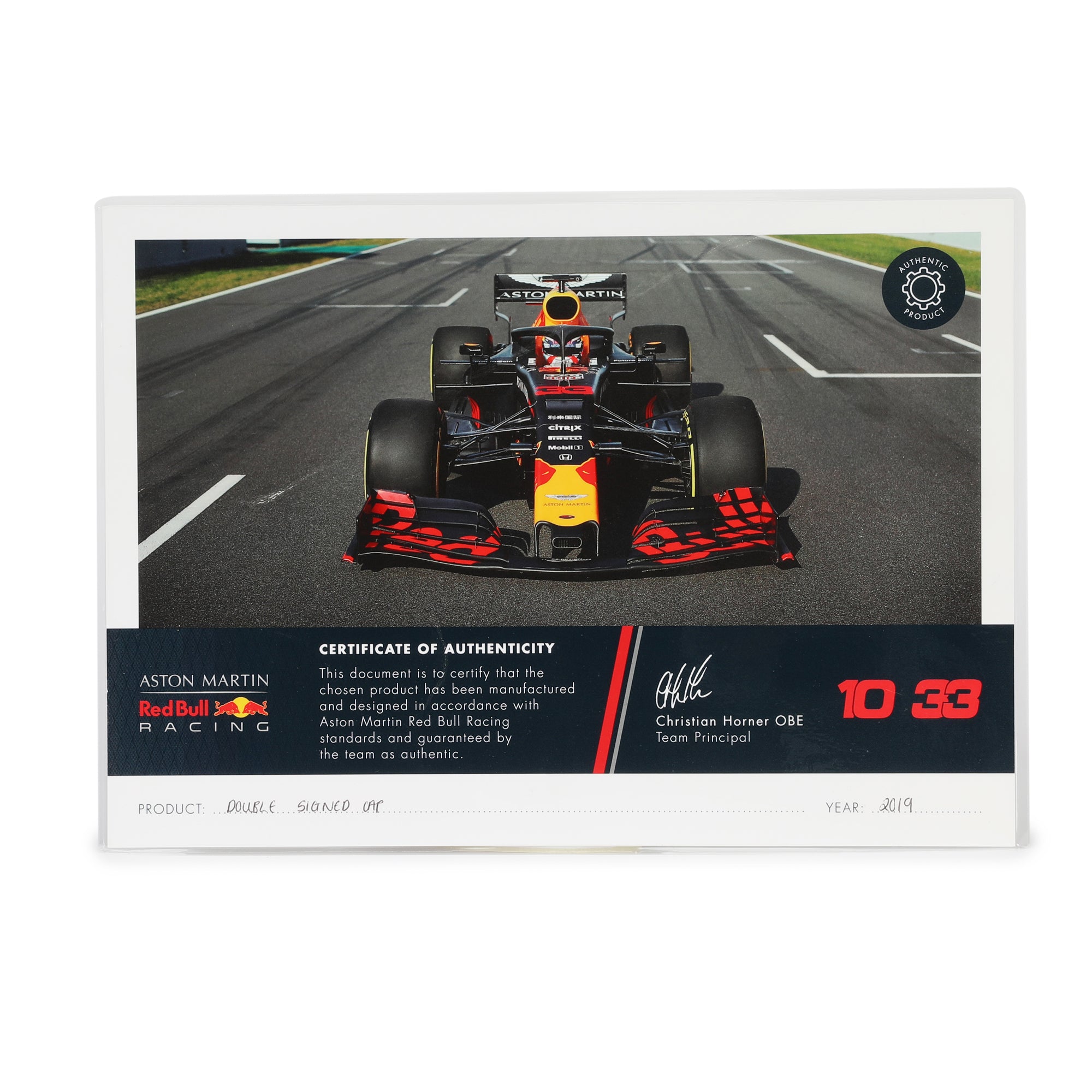 Max Verstappen and Pierre Gasly 2019 Signed Cap In Display