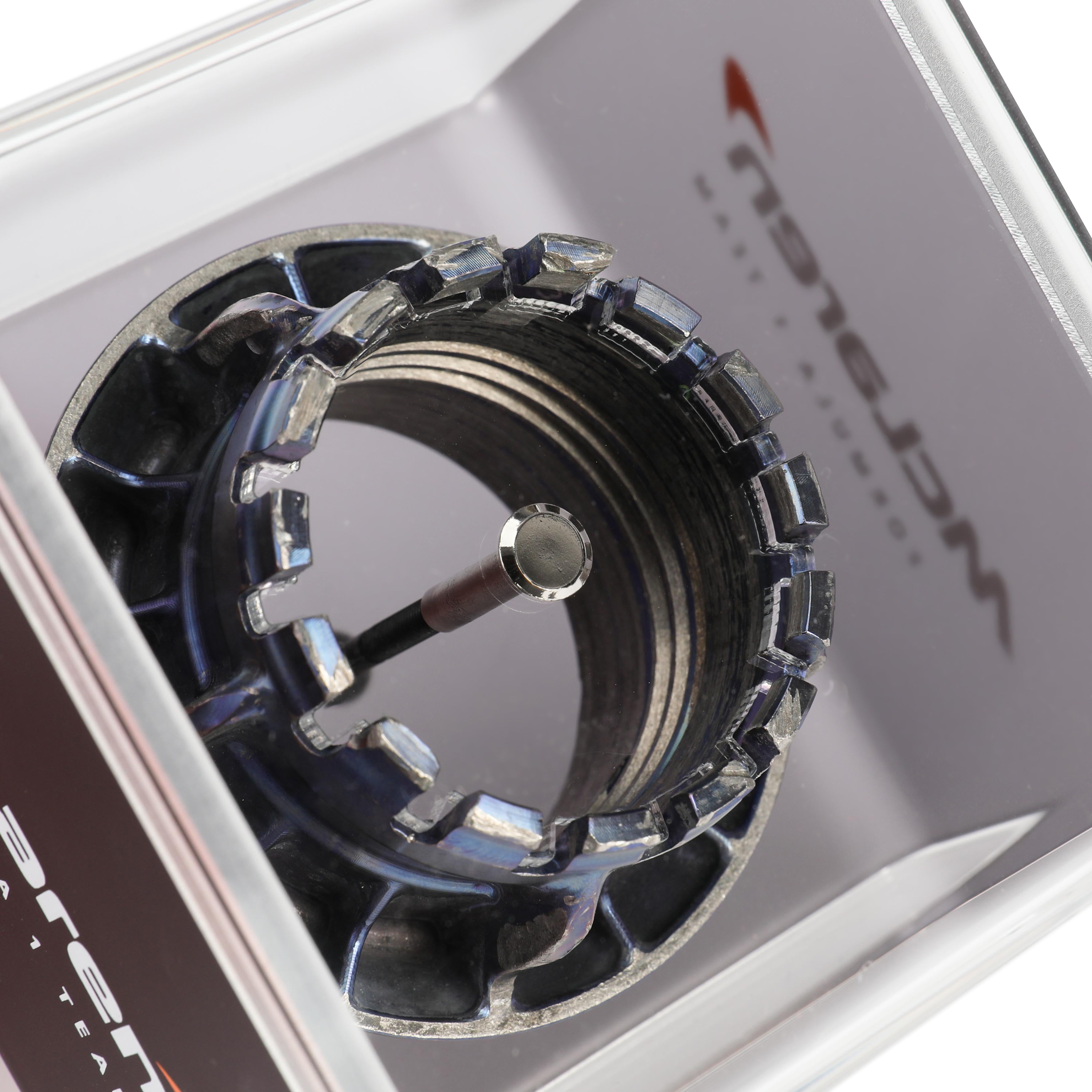 McLaren F1 Team 2024 Used Blue Wheel Nut in Display Case