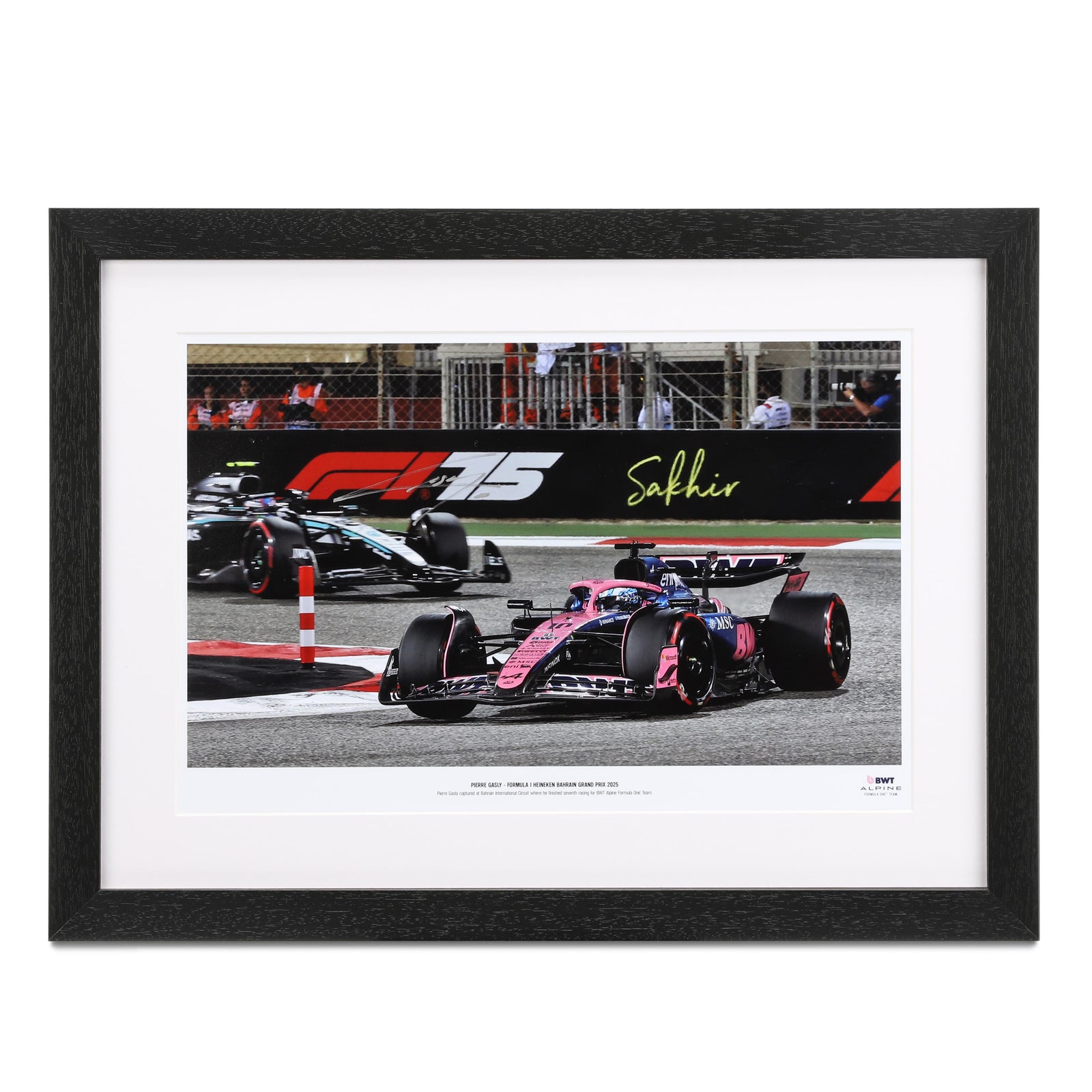 Pierre Gasly Signed 2025 BWT Alpine F1 Team Photo - Bahrain GP