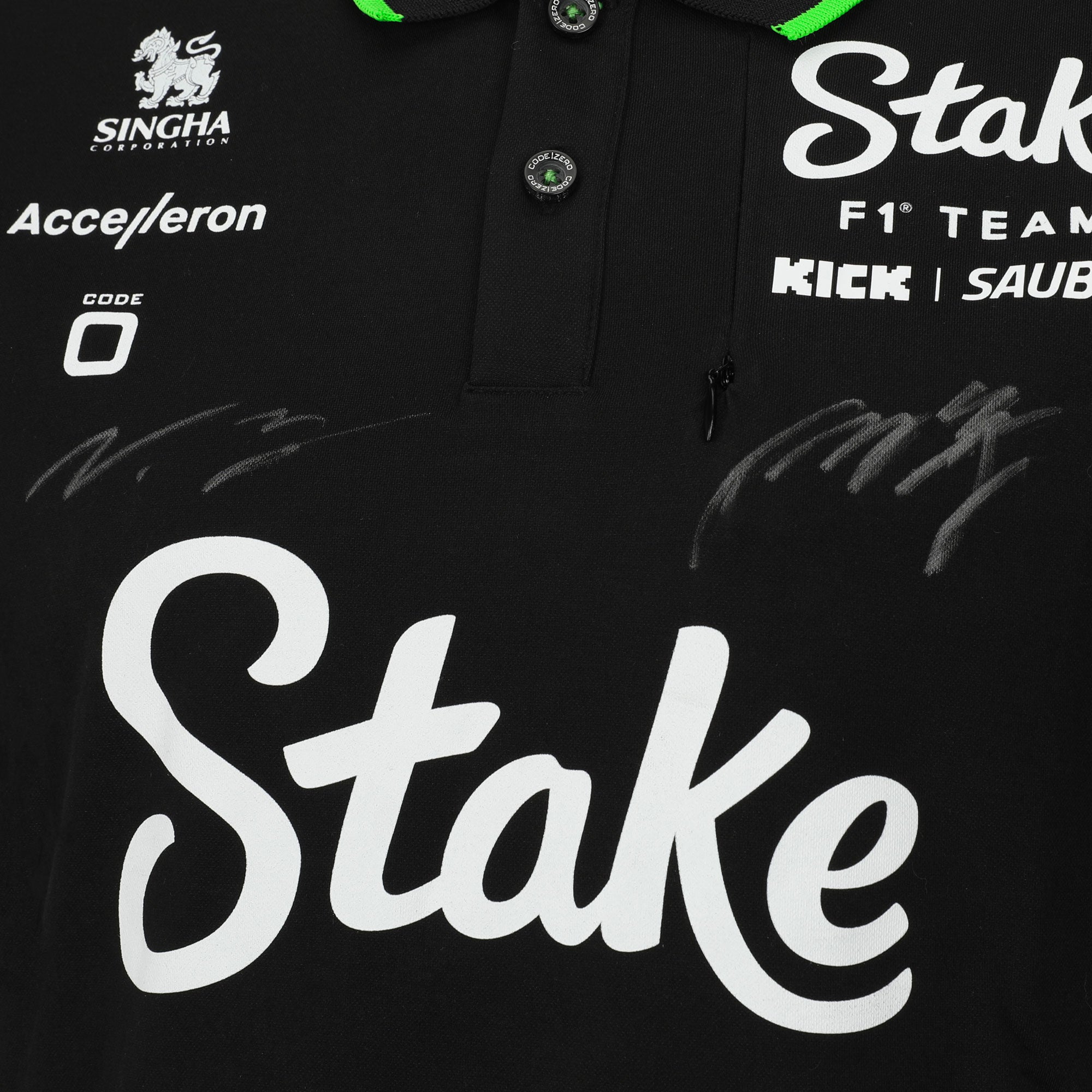 Stake F1 Team Kick Sauber 2024 Dual Signed Polo Shirt