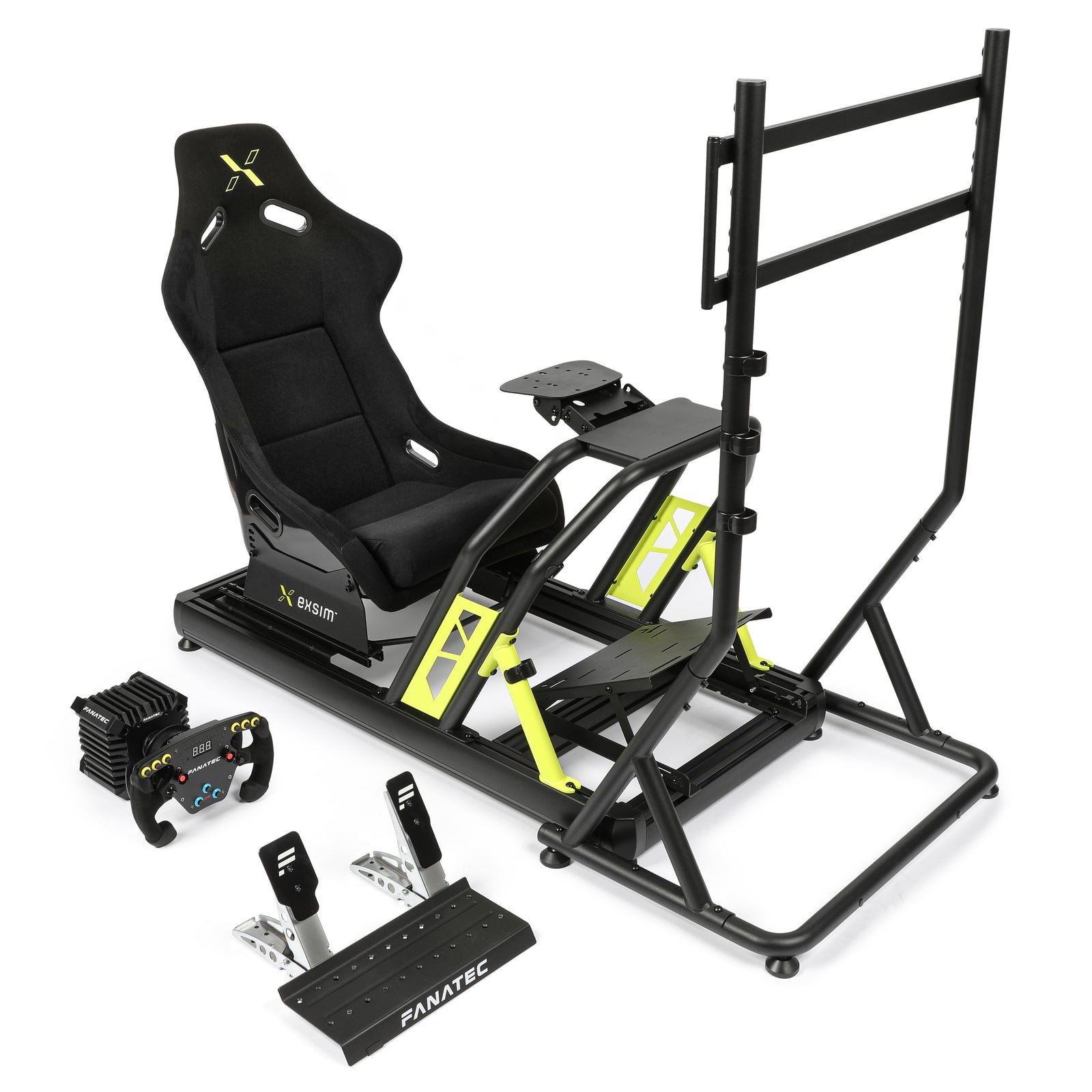 TRK Sim Racing Cockpit Bundle - Includes Cockpit Frame, Screen Mount, Fanatec Wheel Base, Wheel & Pedals