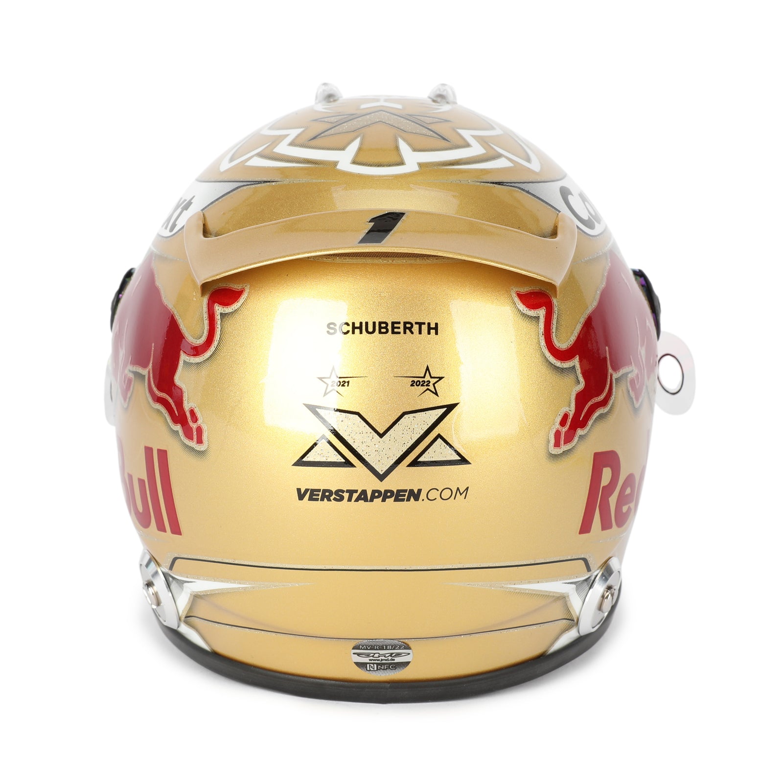LOT 742 - Max Verstappen 2022 World Championship Signed 1.2 Scale Mini Helmet