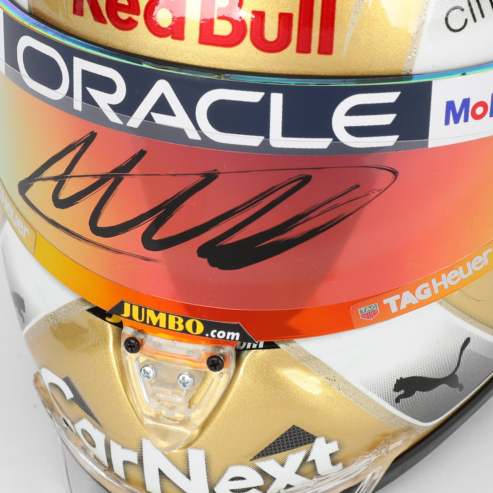 LOT 742 - Max Verstappen 2022 World Championship Signed 1.2 Scale Mini Helmet