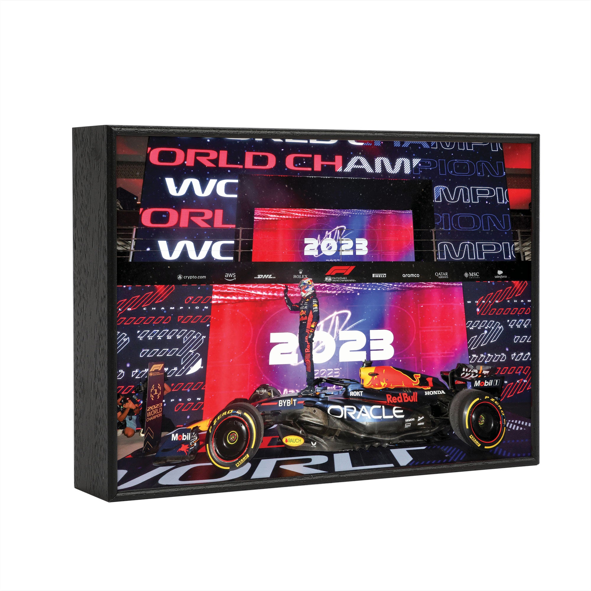 Max Verstappen 2023 Red Bull Racing Box Frame Print - Three Time World Champion - Qatar GP