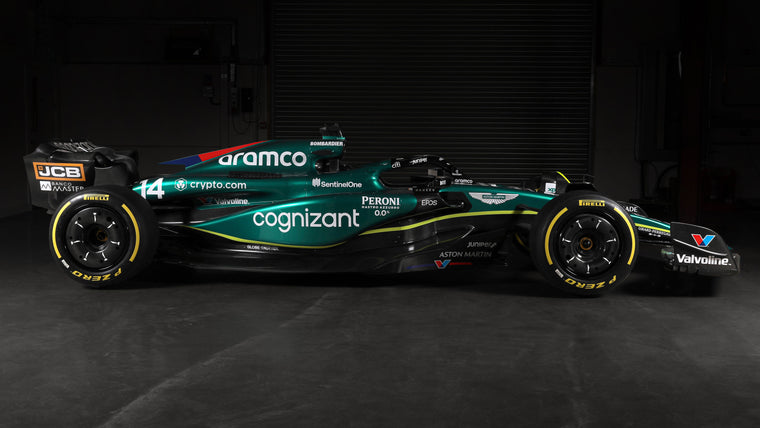 2023 Aston Martin Aramco F1® Team AMR23 Formula 1 show car, full-size display vehicle inspired by the AMR23 for premium collector display