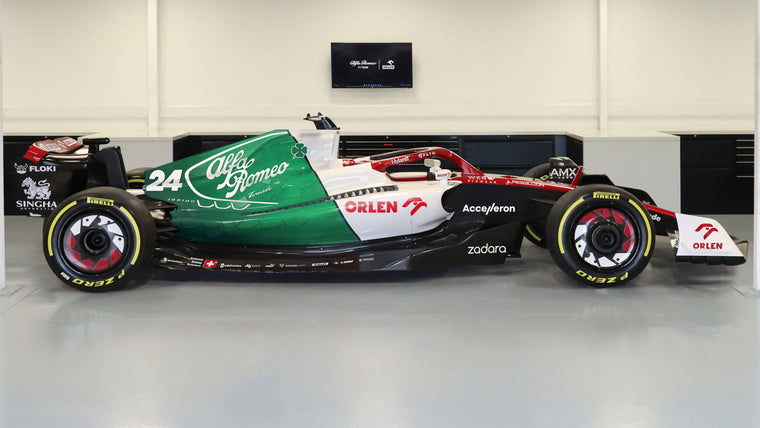 2022 Alfa Romeo C42 Formula 1 Azerbaijan Grand Prix livery show car, full-size display vehicle for premium collector display