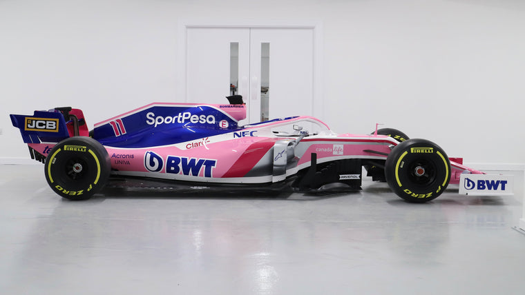 2019 Racing Point RP19 Formula 1 show car, full-size display vehicle inspired by the Racing Point challenger for premium collector display