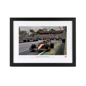 Lando Norris signed 2025 McLaren F1 Team Formula 1 photo from the Australian Grand Prix premium collector display