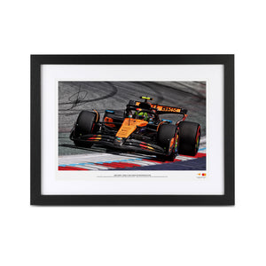Lando Norris signed 2025 McLaren F1 Team Formula 1 photo from the Austrian Grand Prix premium collector display