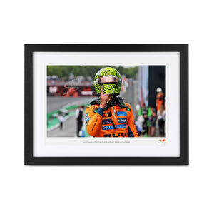 Lando Norris signed 2025 McLaren F1 Team photo from the Brazilian Grand Prix authentic Formula 1 memorabilia for collector display
