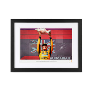 Lando Norris signed 2025 McLaren F1 Team photo from the Hungarian Grand Prix authentic Formula 1 memorabilia for collector display
