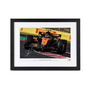 Lando Norris signed 2025 McLaren F1 Team Formula 1 photo from the Hungarian Grand Prix premium collector display