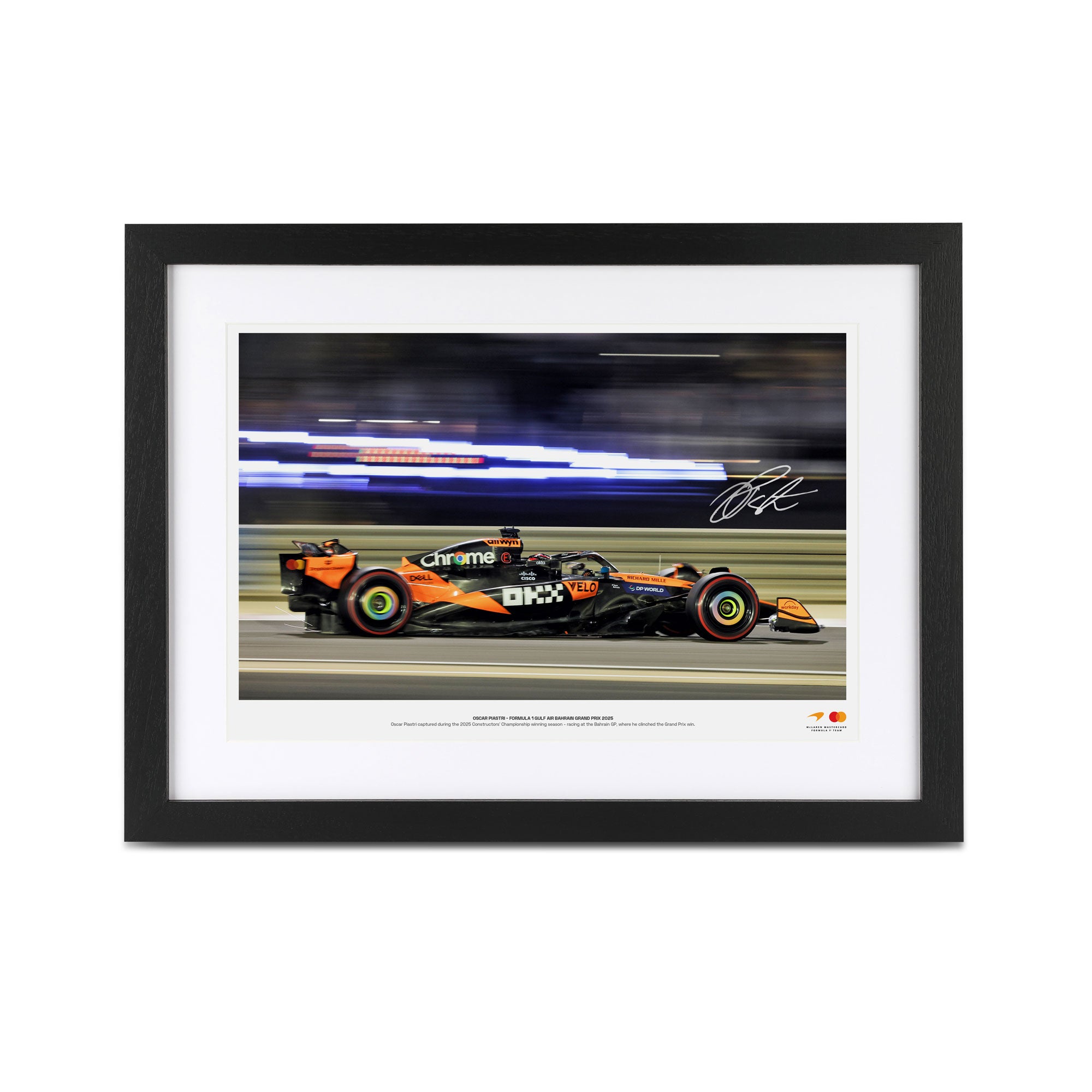 Oscar Piastri Signed 2025 McLaren Team Photo Bahrain GP