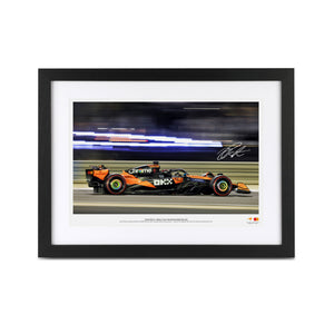 Oscar Piastri signed 2025 McLaren F1 Team photo from the Bahrain Grand Prix authentic Formula 1 memorabilia for collector display