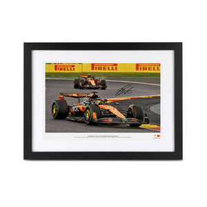 Oscar Piastri signed 2025 McLaren F1 Team photo from the Belgian Grand Prix authentic Formula 1 memorabilia for collector display