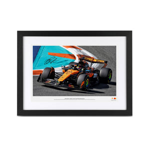 Oscar Piastri signed 2025 McLaren F1 Team photo from the Miami Grand Prix authentic Formula 1 memorabilia for collector display