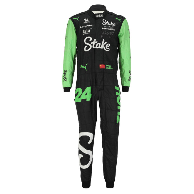 Guanyu Zhou Signed 2024 Stake F1 Team Kick Sauber Grand Prix Used Race Suit - British GP