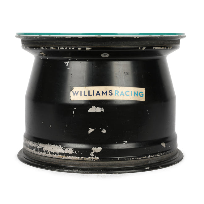Williams F1 Team front wheel rim table Alex Albon Miami GP 2025 motorsport furniture display