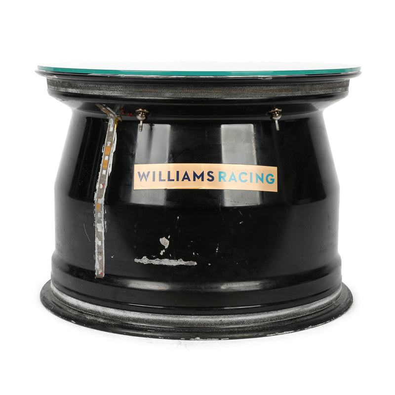 Williams F1 Team front wheel rim table Alex Albon British GP 2025 motorsport furniture display