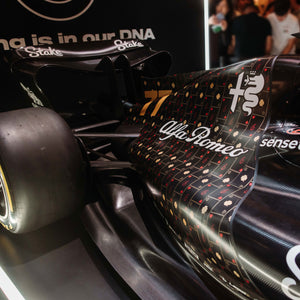 Alfa Romeo F1® Team Stake C43 2023 Official Las Vegas livery show car, full-size Formula 1-inspired display vehicle for motorsport enthusiasts
