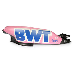 BWT Alpine Formula One Team 2022 left-hand sidepod, authentic Formula 1 race-used bodywork and premium collector display