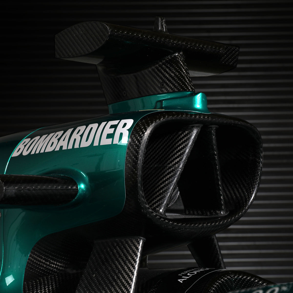 Formula 1-inspired 2023 Aston Martin Aramco F1® Team AMR23 show car, full-size exhibition vehicle for collector display, events and showroom presentation