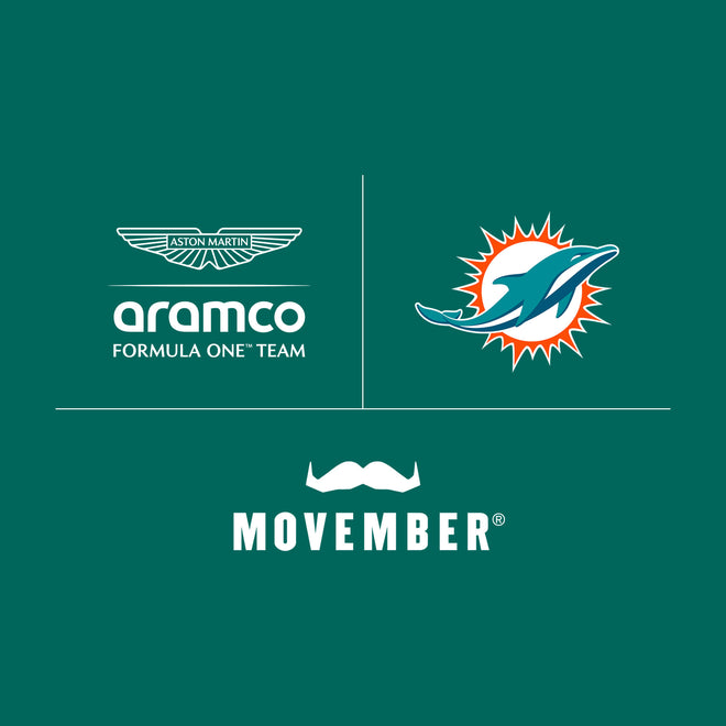 Movember x Aston Martin x Miami Dolphins - Signed Lance Stroll Helmet and Jordan Phillips Signed Football Helmet