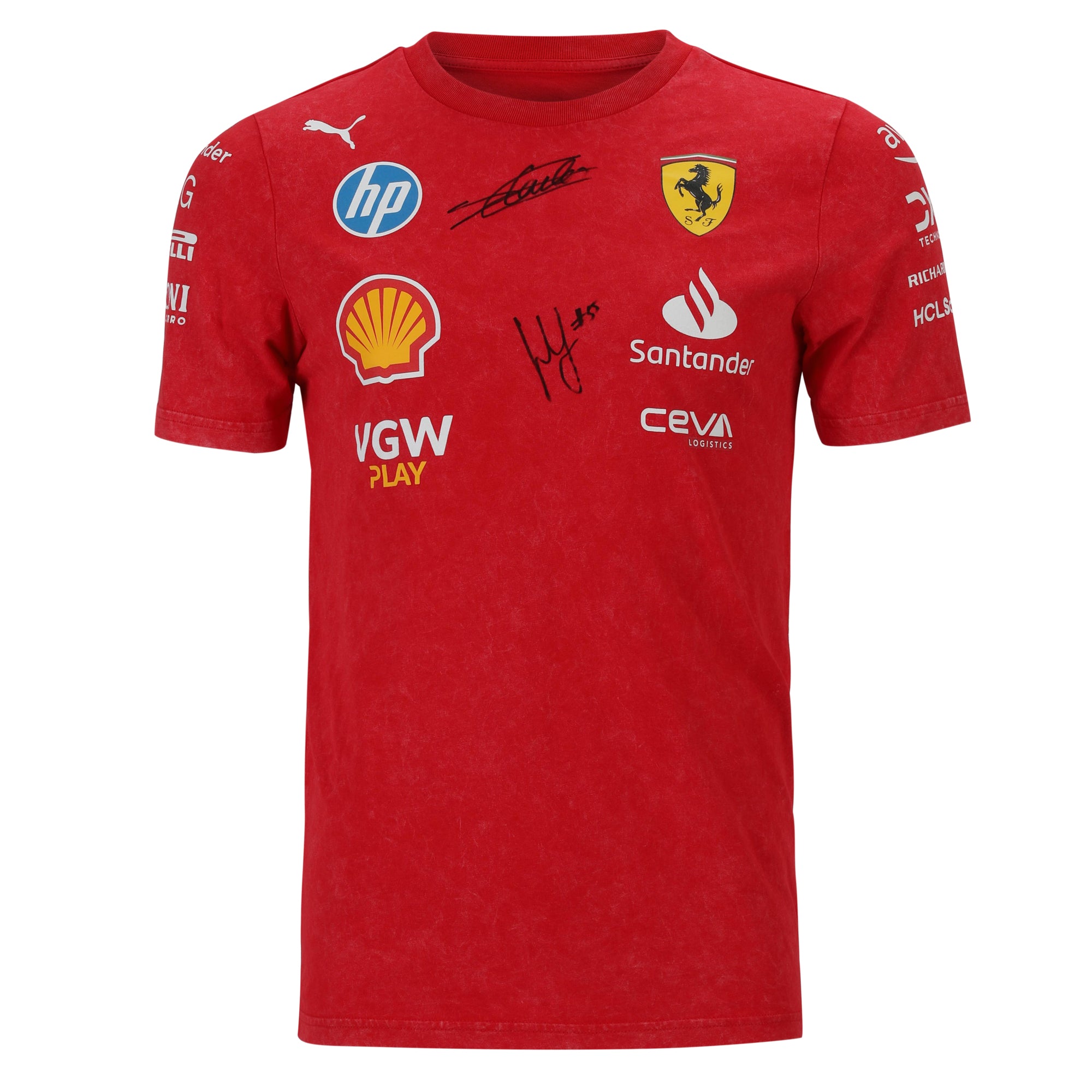 Carlos Sainz and Charles Leclerc signed desert sun team T shirt