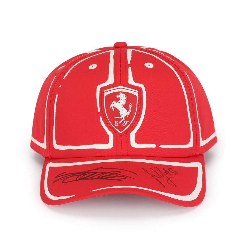LOT 031 - Charles Leclerc & Carlos Sainz 2023 Signed Scuderia Ferrari Cap - Las Vegas GP