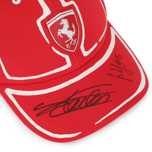 LOT 031 - Charles Leclerc & Carlos Sainz 2023 Signed Scuderia Ferrari Cap - Las Vegas GP