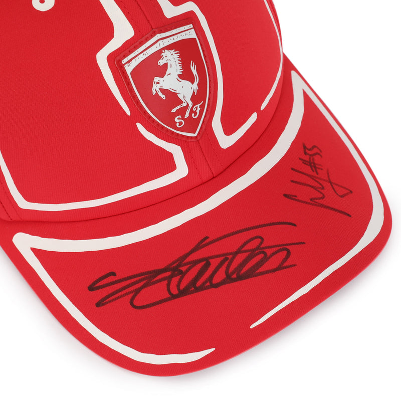 LOT 031 - Charles Leclerc & Carlos Sainz 2023 Signed Scuderia Ferrari Cap - Las Vegas GP