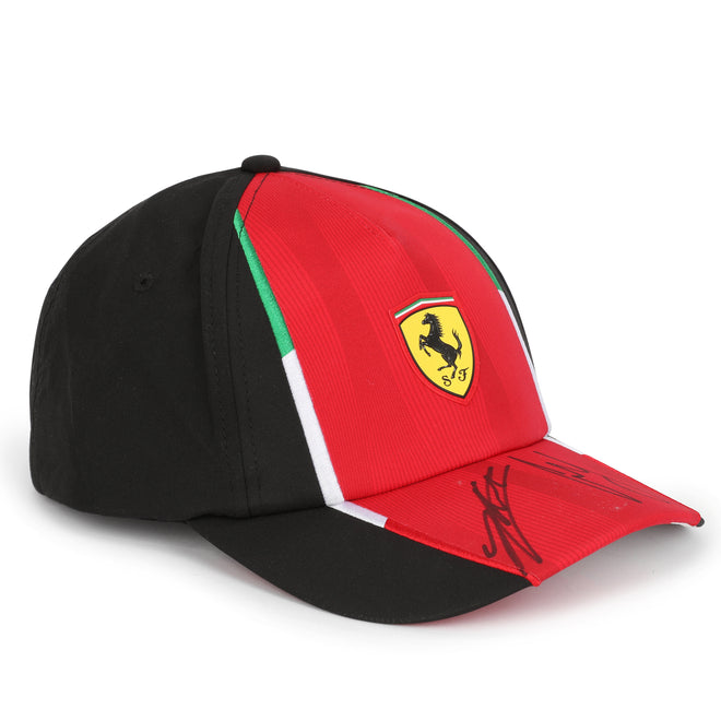 LOT 603 - Charles Leclerc And Carlos Sainz Dual Signed Ferrari Cap-Make  A Wish