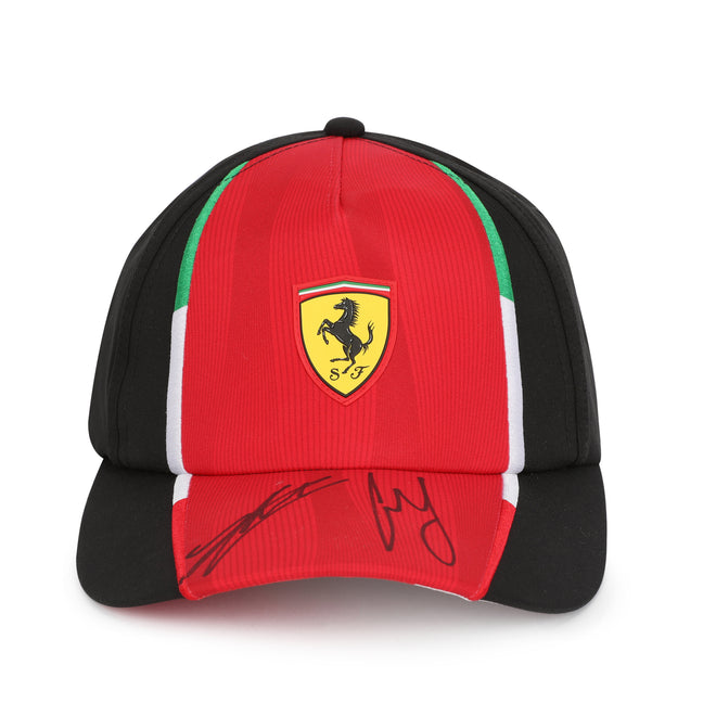 LOT 552 - Charles Leclerc And Carlos Sainz Dual Signed Ferrari Cap - Make-A-Wish