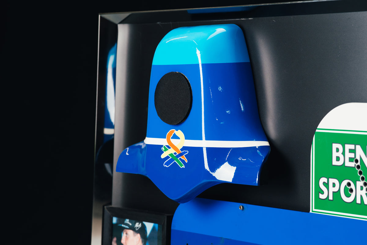 The Austin Auction LOT 024 - Michael Schumacher 1995 Benetton B195 Head Rest & Rear Wing Right-Hand Endplate –  Signed Framed