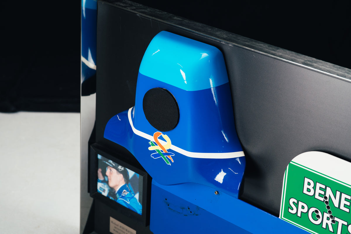 The Austin Auction LOT 024 - Michael Schumacher 1995 Benetton B195 Head Rest & Rear Wing Right-Hand Endplate –  Signed Framed