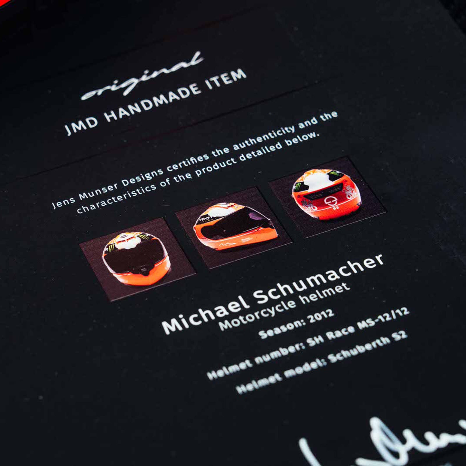 Season Launch LOT 043 – Michael Schumacher 2012 Motorcycle Helmet - Signed COA
