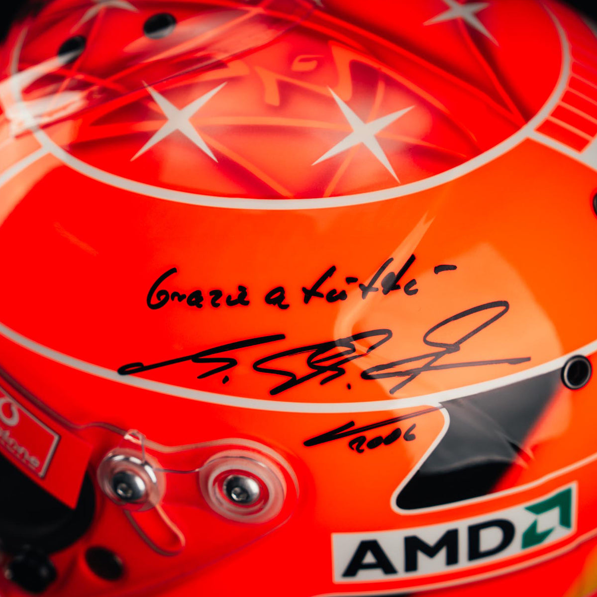 The Austin Auction LOT 028 - Michael Schumacher Signed 2006 Ferrari-Design Replica Helmet – Limited Edition 017/150