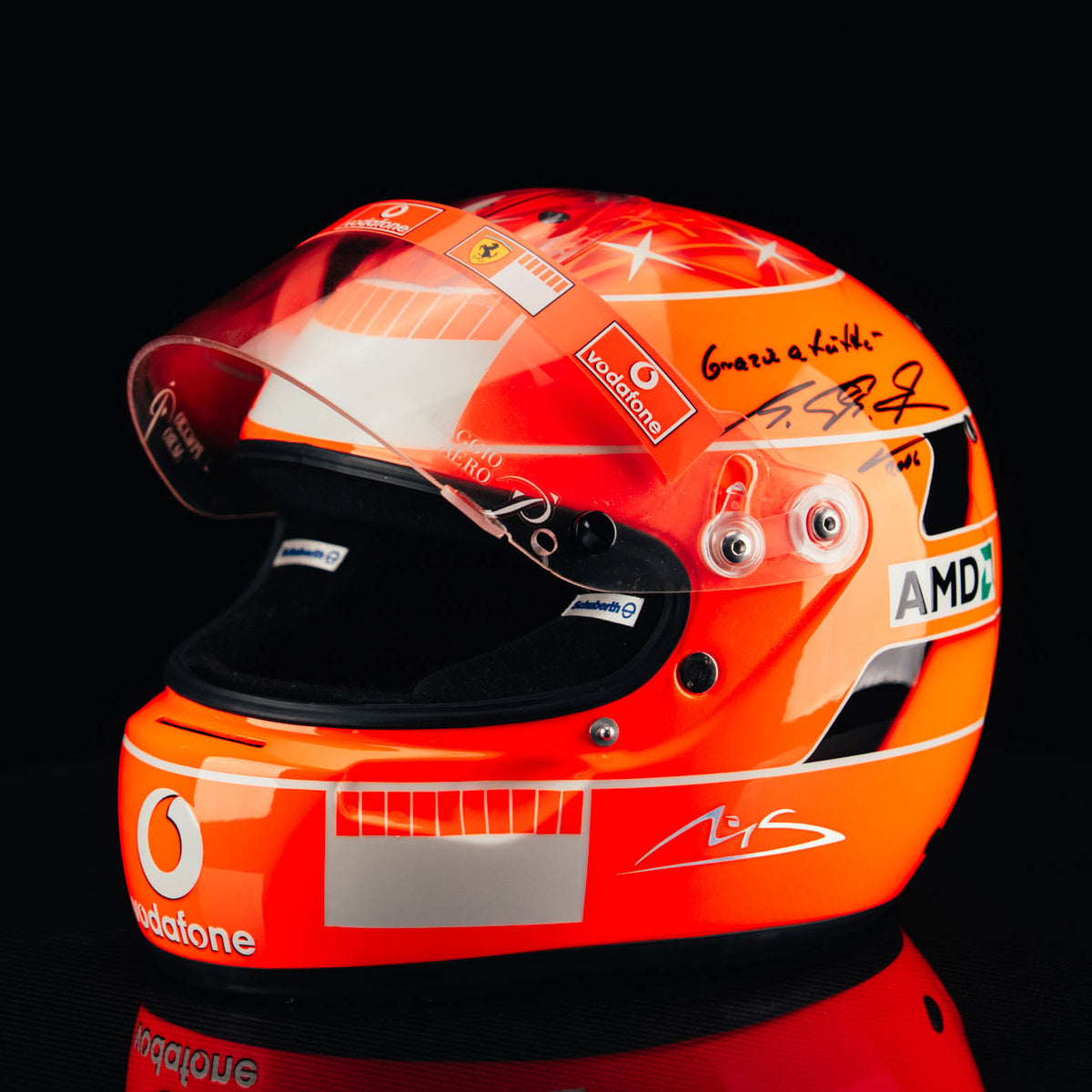 The Austin Auction LOT 028 - Michael Schumacher Signed 2006 Ferrari-Design Replica Helmet – Limited Edition 017/150