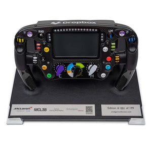 2024 McLaren MCL38 full-size 1:1 scale steering wheel replica, Formula 1-inspired display piece for motorsport collectors