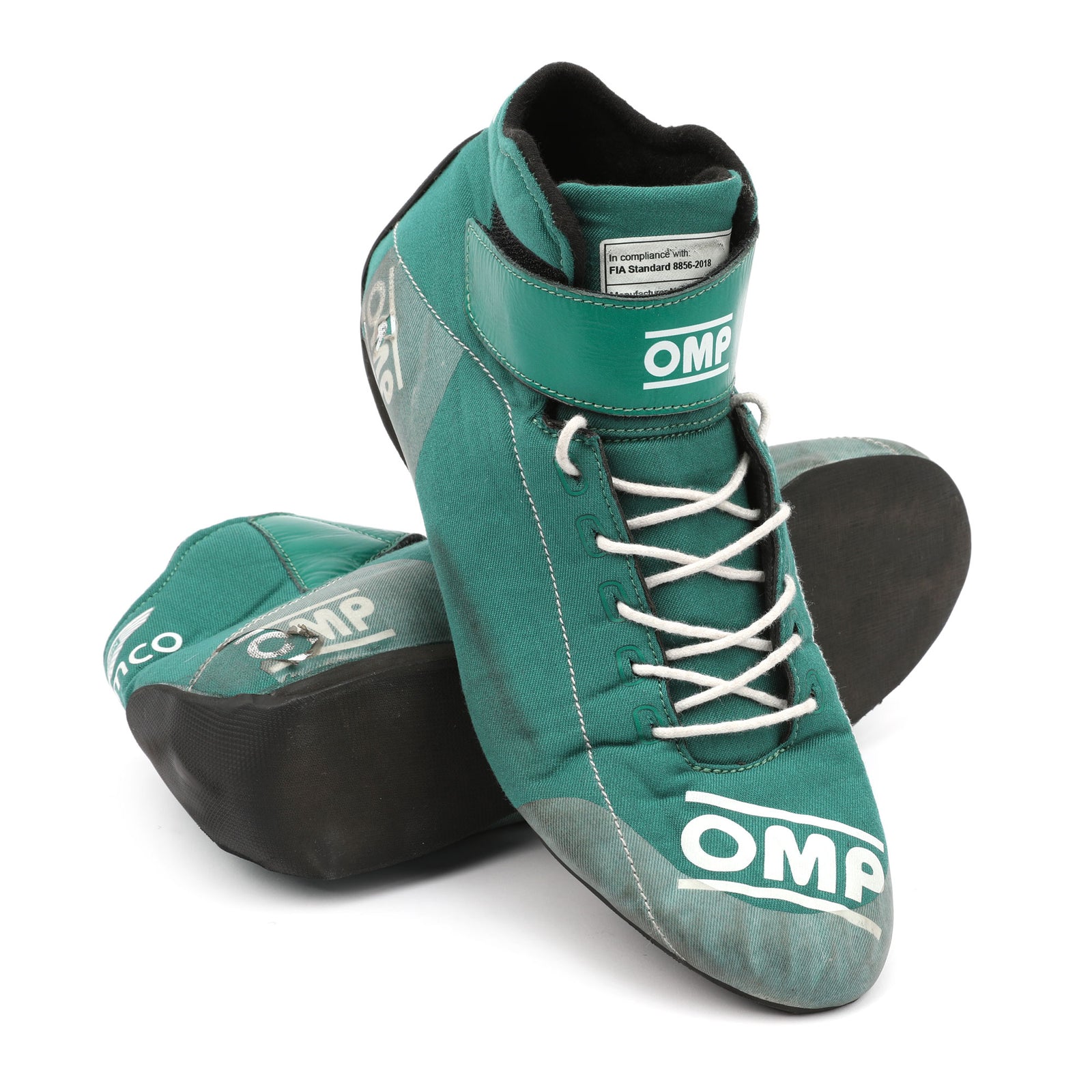 LOT 633 - Fernando Alonso Un-Signed 2024 Season Aston Martin Aramco Formula One Team Grand Prix Used Boots