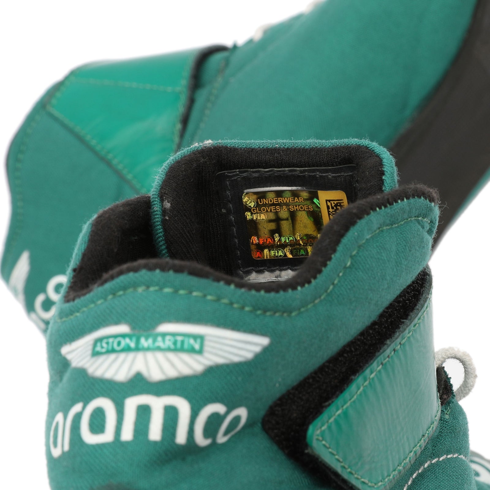 LOT 633 - Fernando Alonso Un-Signed 2024 Season Aston Martin Aramco Formula One Team Grand Prix Used Boots