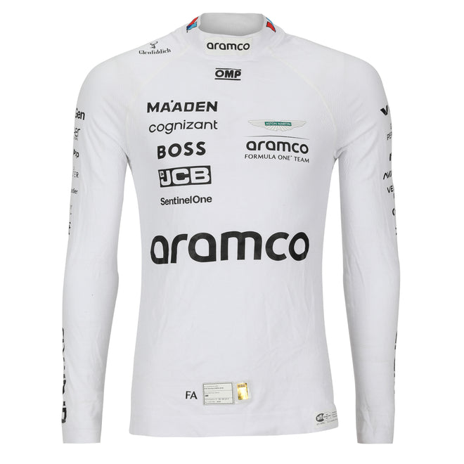 LOT 065 - Fernando Alonso Un-Signed 2024 Aston Martin Aramco Formula One Team Grand Prix Used Nomex - Las Vegas GP - White