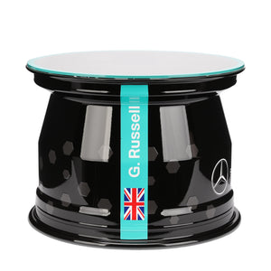 George Russell 2022 Mercedes-AMG F1 Front Wheel Rim Table Formula 1 collectible displayed in premium motorsport display
