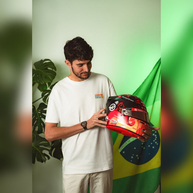 LOT 508 - Esteban Ocon 2025 Haas Helmet - Brazil GP Used