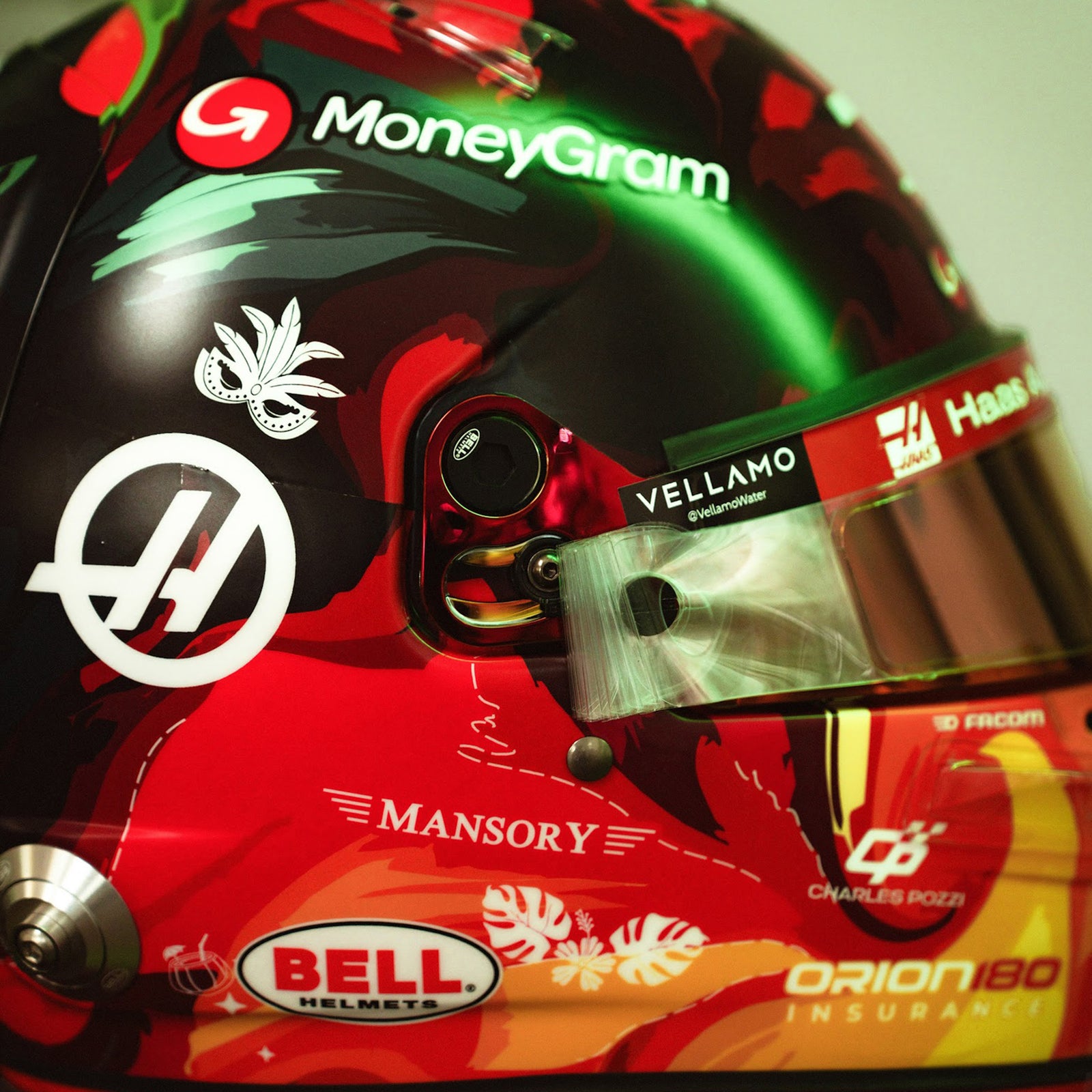 Esteban Ocon 2025 Race Used Haas F1 Team Helmet - Brazil GP